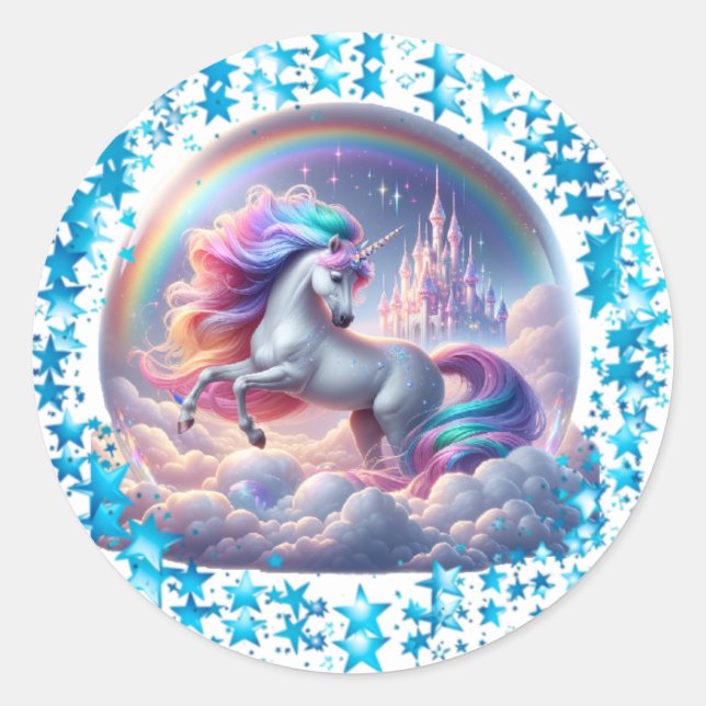 Sticker de château Unicorn - Imaginaire arc-en-cie (Devant)