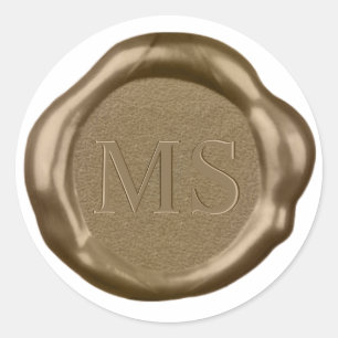 Sticker de cire d'or monogramme,