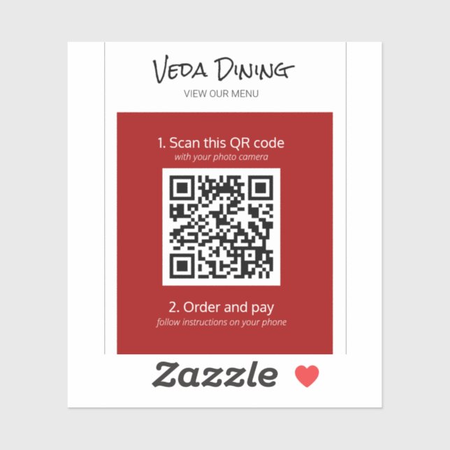 Sticker de code QR pour le menu Red Restaurant (Feuille)