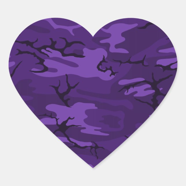 Sticker de coeur Camo violet foncé (Devant)