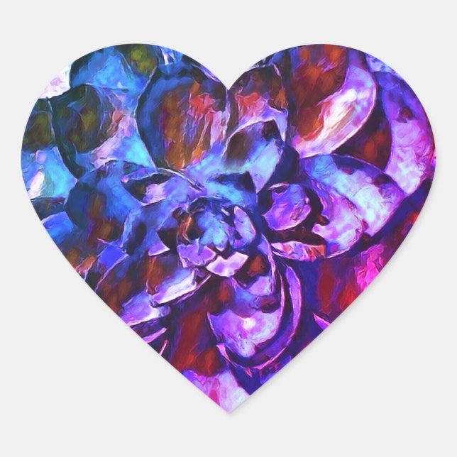Sticker de coeur de fleurs violettes et saphir (Devant)