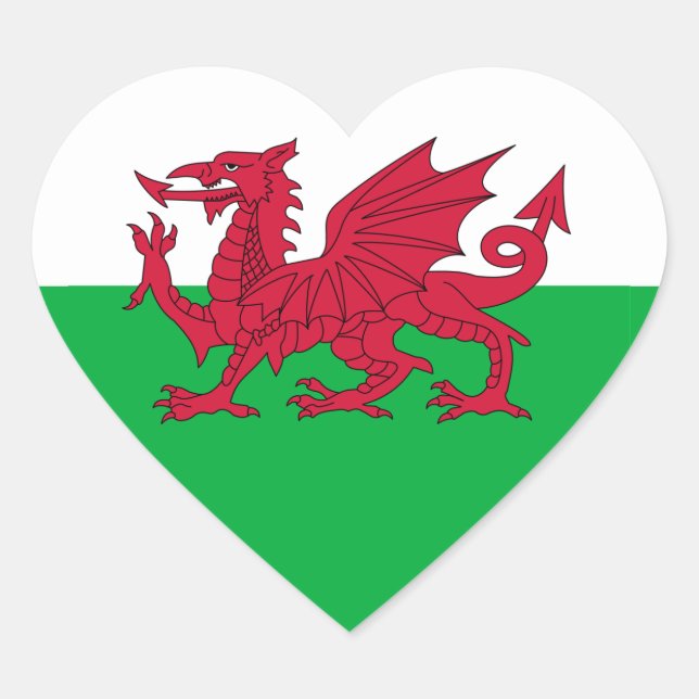 Sticker de coeur du drapeau gallois (Devant)