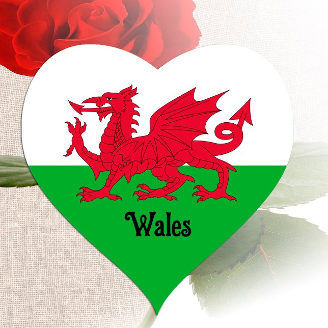 Sticker de coeur du drapeau gallois, Pays de Galle (Créateur téléchargé)
