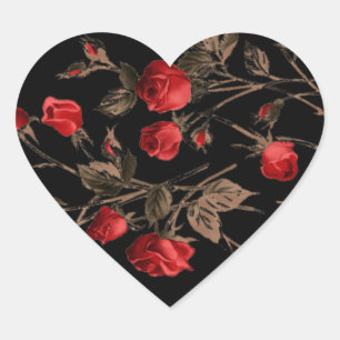 Sticker de coeur gothique des Roses rouges