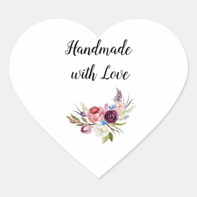 Sticker de coeur Hande fait avec amour (Devant)