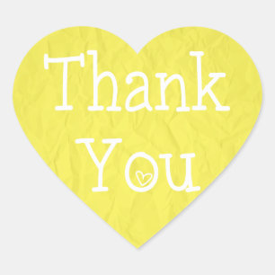 Sticker de coeur jaune Merci