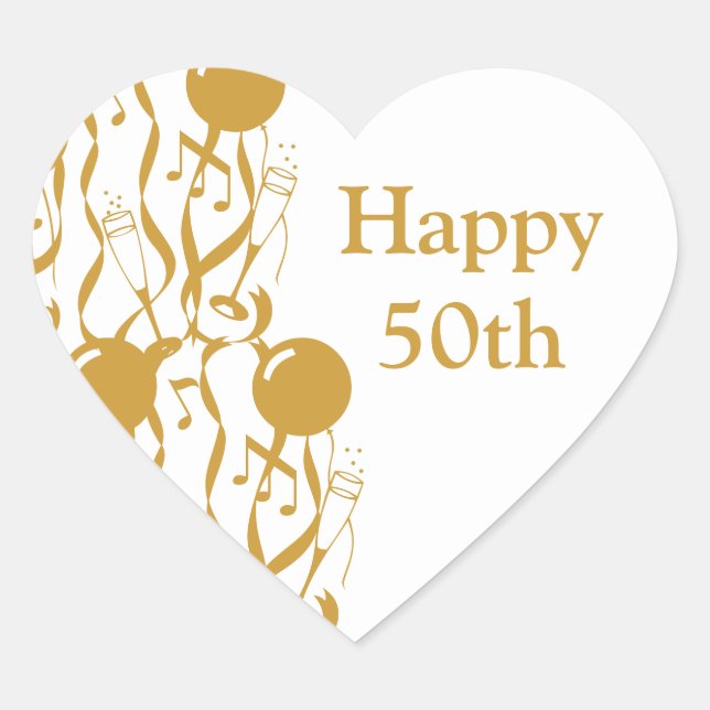 Sticker de coeur Joyeux 50e anniversaire (Devant)