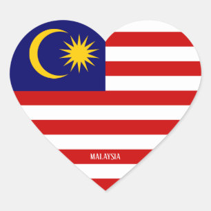 Sticker de coeur patriotique du drapeau malaisien