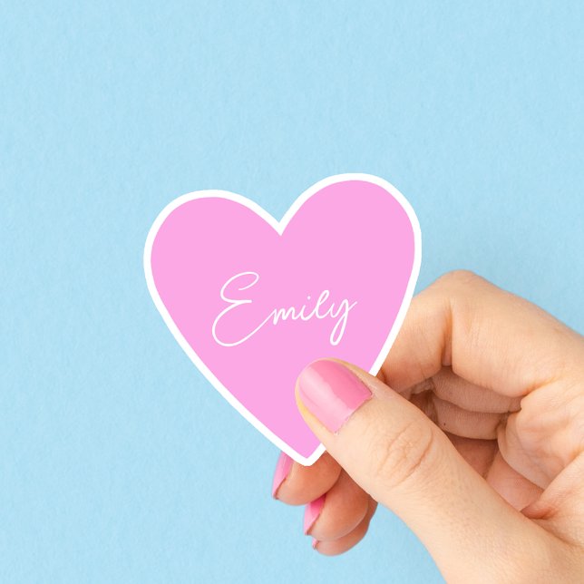 Sticker de coeur rose avec nom (Créateur téléchargé)