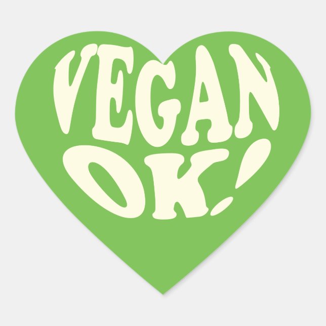 Sticker de coeur vert Vegan OK (Devant)