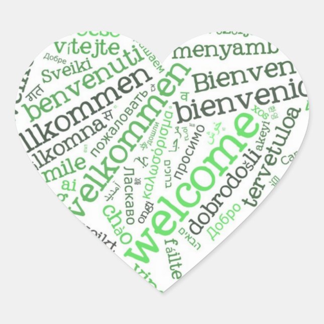 Sticker de coeur Wordcloud WELCOME (Devant)