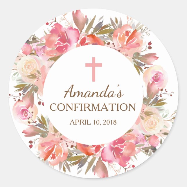 Sticker de confirmation de florale rose (Devant)