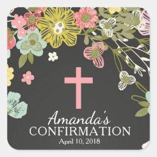 Sticker de confirmation pour filles florales de ta