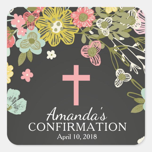 Sticker de confirmation pour filles florales de ta (Devant)