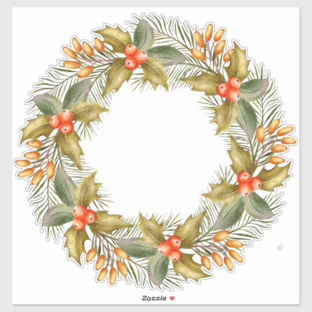 Sticker de couronne de Noël (Feuille)