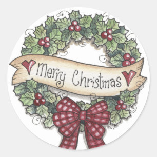 Sticker de couronne de Noël Joyeux