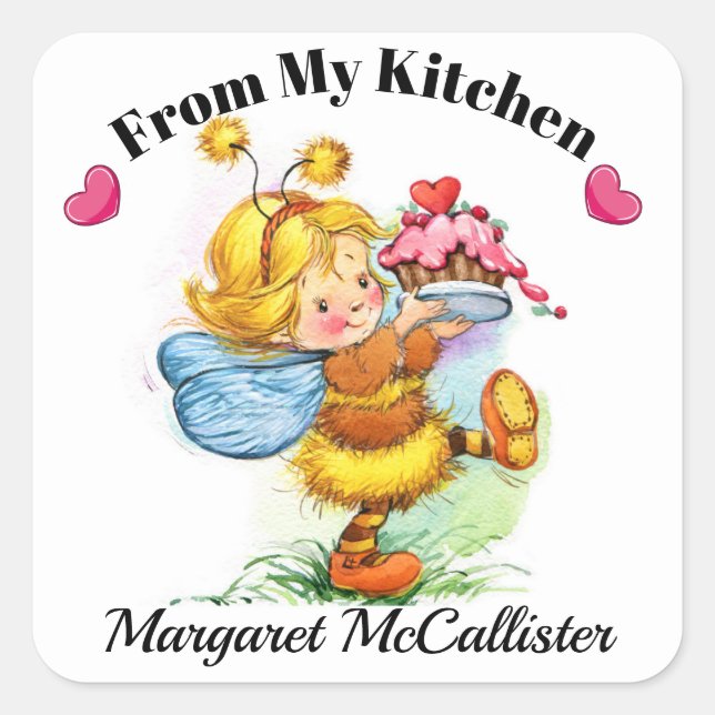 Sticker de cuisine pour fille à gâteau précieux (Devant)