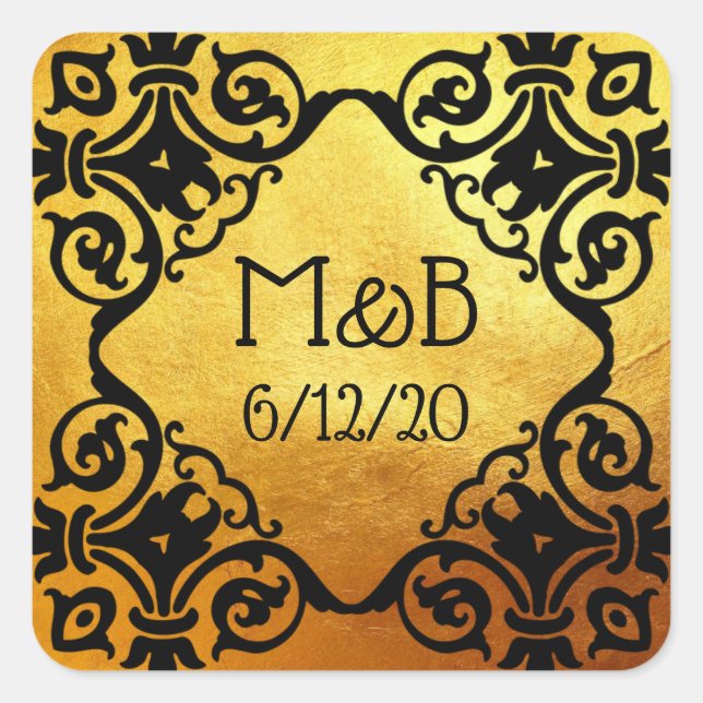 Sticker de date initiale du Mariage Gold personnal (Devant)