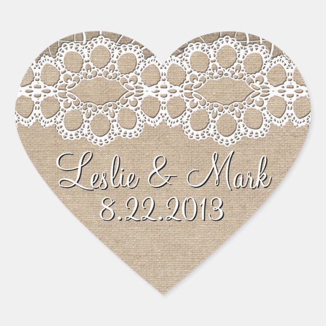 Sticker de date Mariage Burlap and Lace Shabby (Devant)