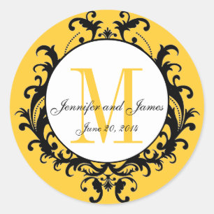Sticker de date pour le monogramme Mariage jaune