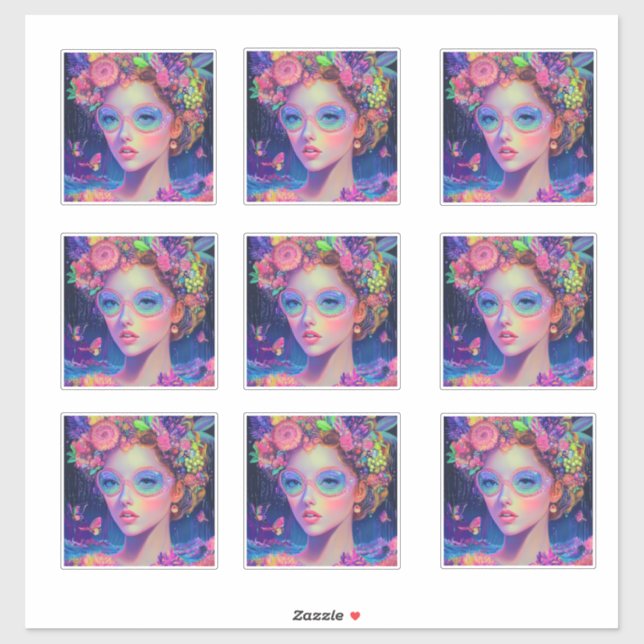 Sticker de déesse Neon Garden (Feuille)