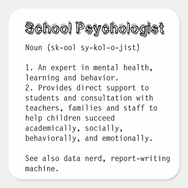 Sticker de définition de psychologue scolaire (Devant)
