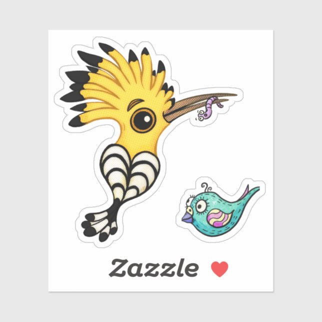 Sticker de dessin d'oiseau de Hoopoe (Feuille)