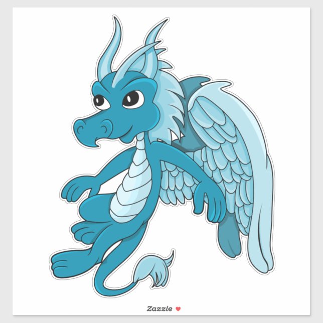 Sticker de dessin en dragon bleu (Feuille)