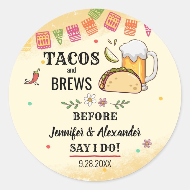 Sticker de douche Tacos and Brews Couples (Devant)