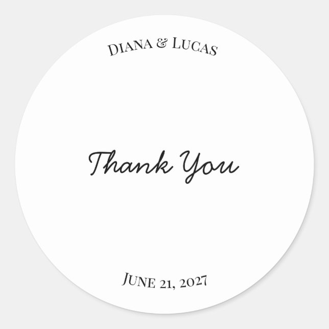 Sticker De Faveur De Mariage Classique Chic (Devant)