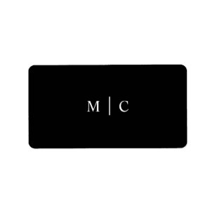 Sticker de Faveur Noire Initiales simples Monogram