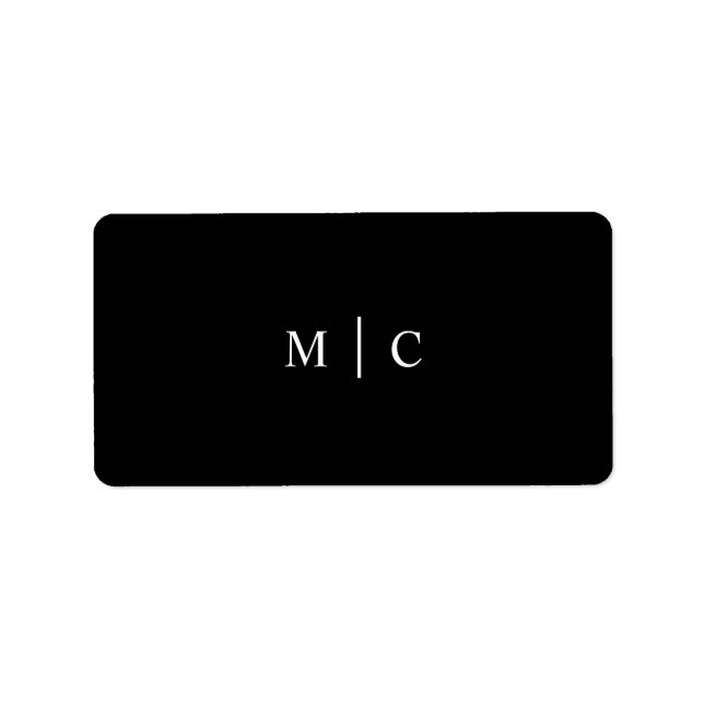 Sticker de Faveur Noire Initiales simples Monogram (Devant)