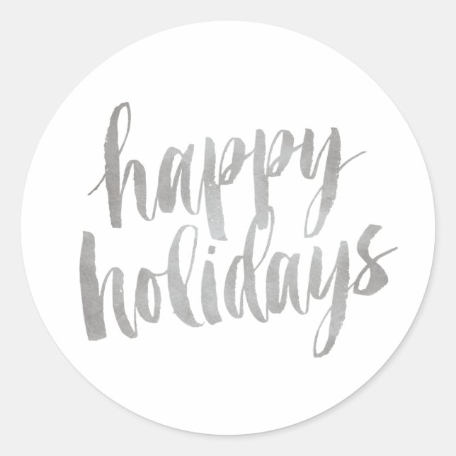 Sticker de fermeture Silver Happy Holidays Brossé (Devant)