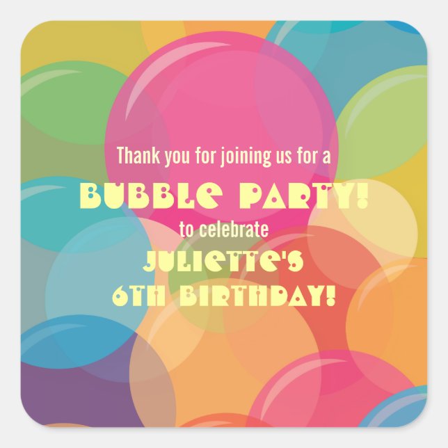 Sticker de fête d'anniversaire de bulle colorée (Devant)