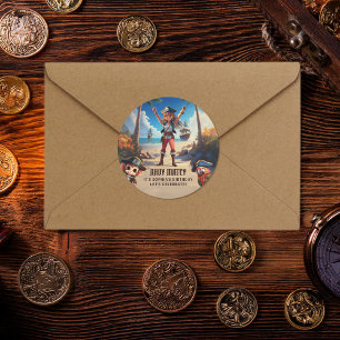 Sticker de fête d'anniversaire de la fille pirate