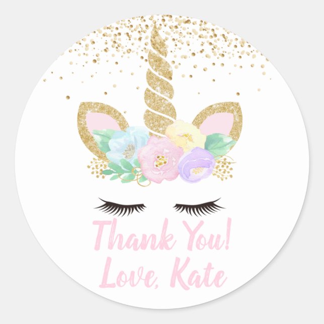 Sticker de fête d'anniversaire de la licorne (Devant)