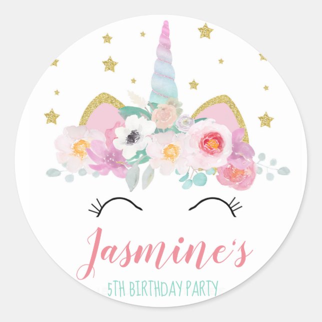 sticker de fête d'anniversaire de la licorne de fa (Devant)