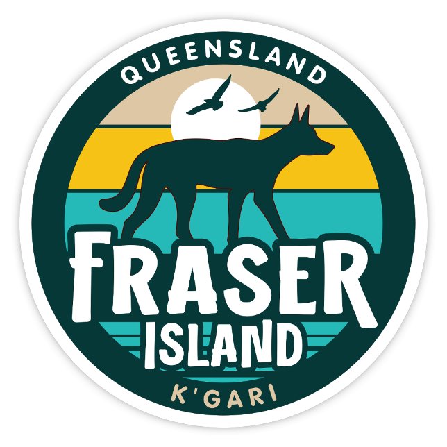 Sticker de Fraser Island, Queensland Australie (Fraser Island, K'Gari Queensland Retro Round Sticker)