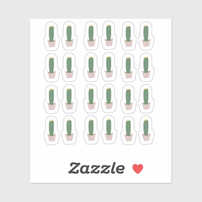 Sticker de grand cactus Poted Botanical Cactus Des (Feuille)