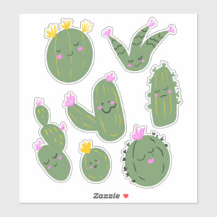 Sticker de jeu d'illustrations de cactus mignons