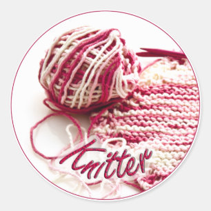 Sticker de Knitter rose et blanc