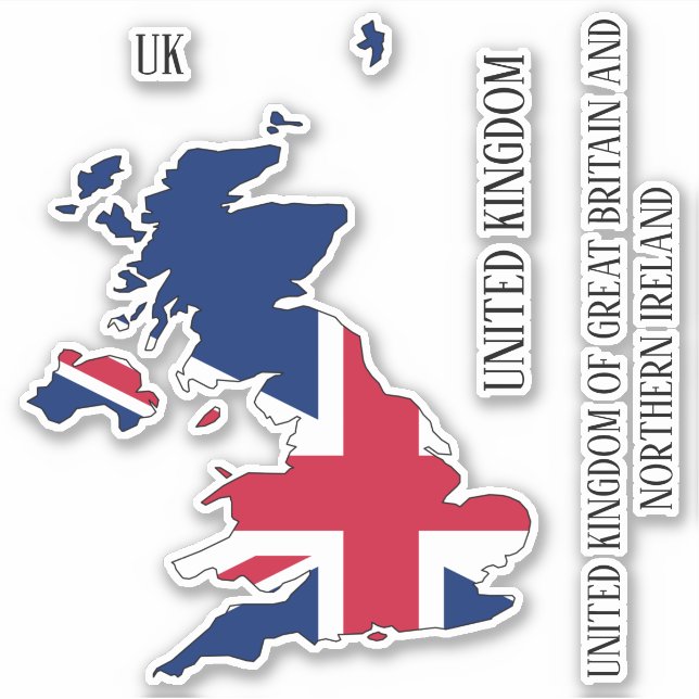 Sticker de la carte du drapeau du Royaume-Uni (Devant)