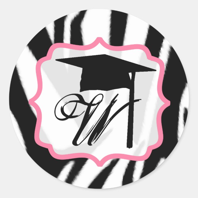 Sticker de la casquette de graduation Zebra & Pink (Devant)