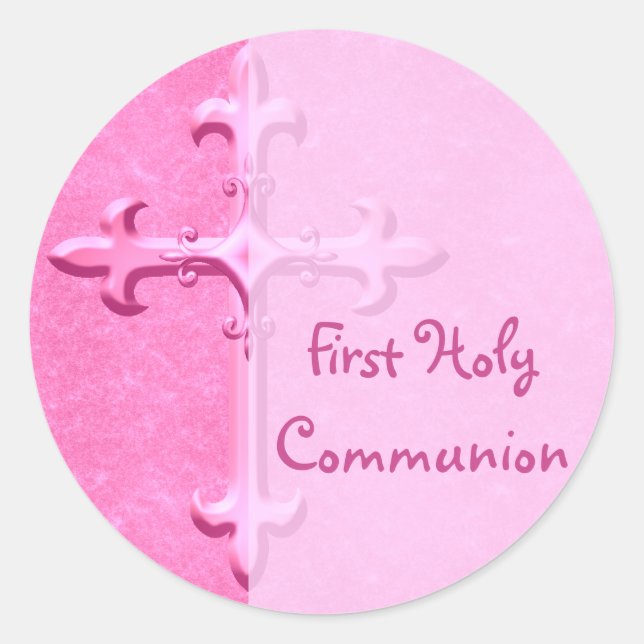 Sticker de la première sainte communion rose (Devant)