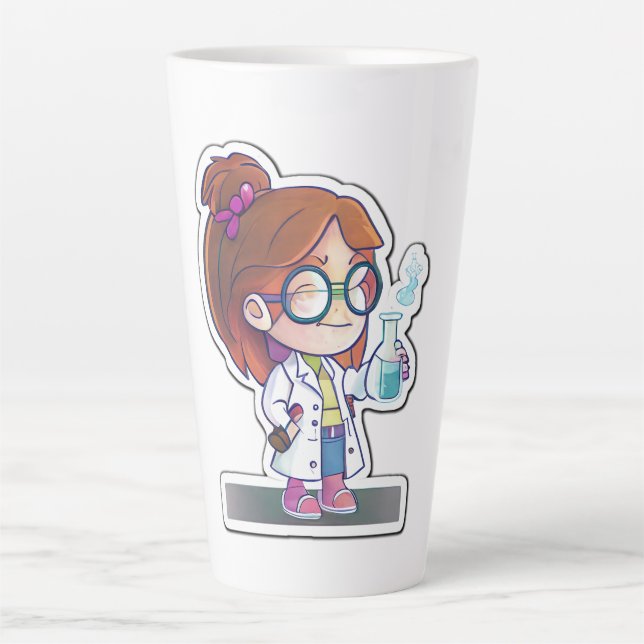 Sticker de la scientifique fille Art Latte Mug (Devant)