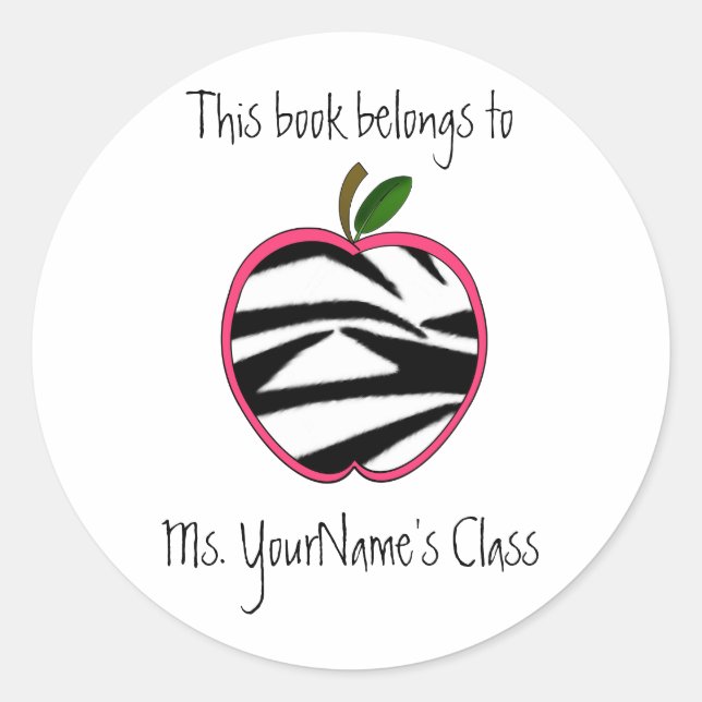 Sticker de l'enseignant - Zebra Print Apple - Pink (Devant)