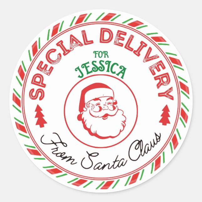 Sticker de livraison Père Noël personnalisé (Devant)