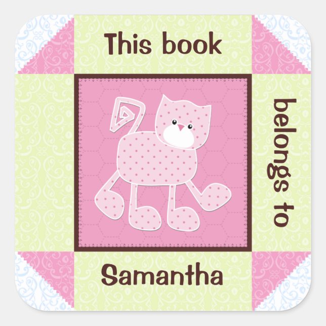Sticker de livre de quilt Faux Chat Rose (Devant)