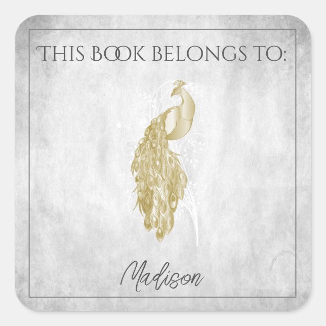 Sticker de livre Peacock Gold Elegant (Devant)