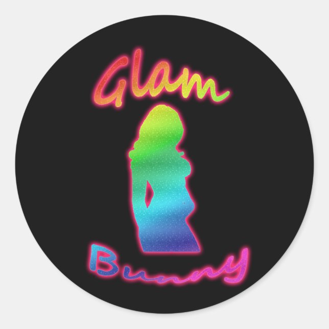 Sticker de logo de Rainbow Glam Bunny rond (Devant)